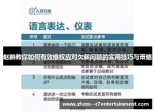 赵鹏教你如何有效维权应对欠薪问题的实用技巧与策略 赵鹏教你如何有效维权应对欠薪问题的实用技巧与策略